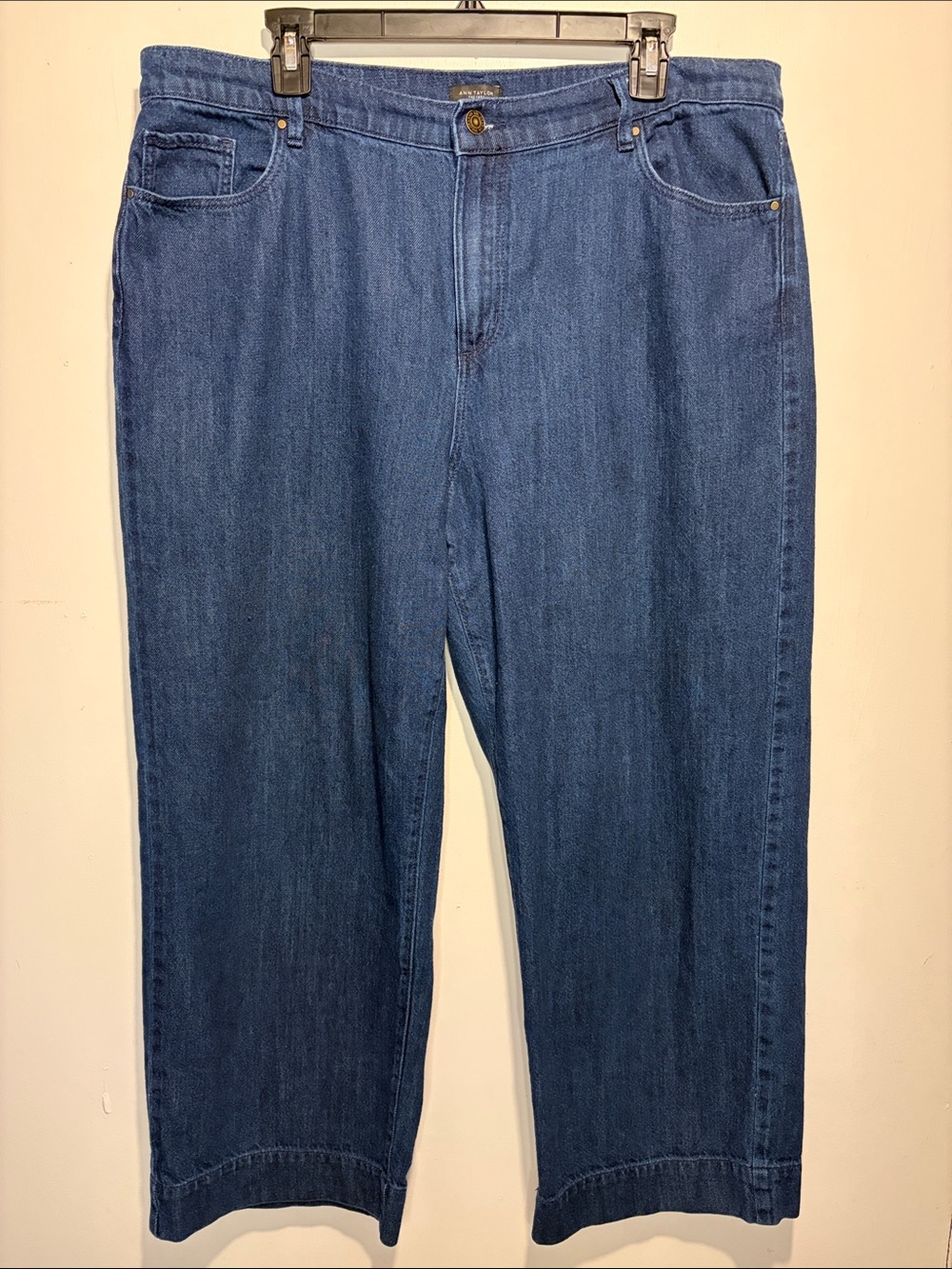 Ann Taylor Factory Wide Leg High Rise Pant 100% Cotton Soft Casual Size 14
